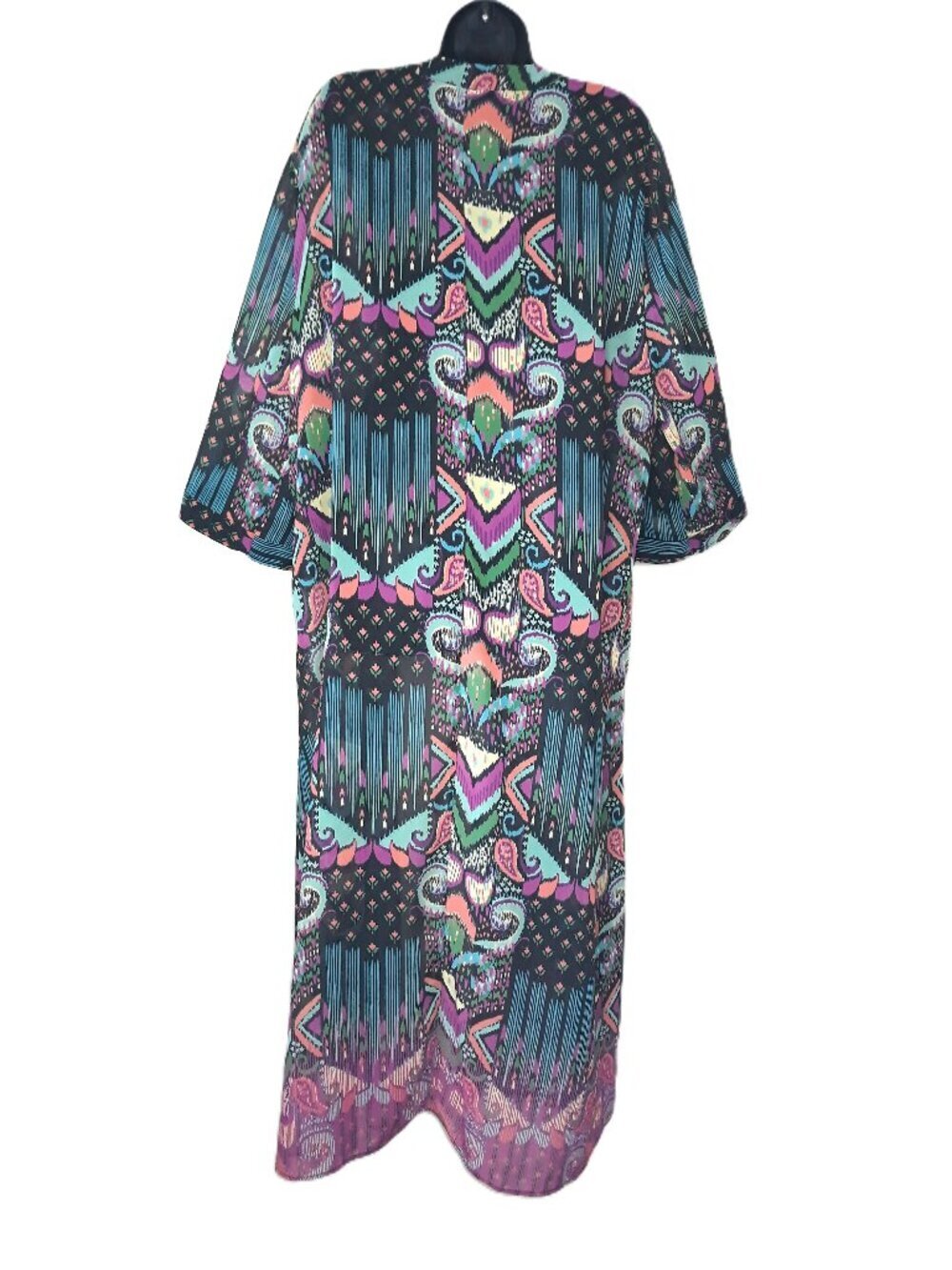 Boho Maxi Kimono 2X Black Whimsigoth Dark Romance - Picture 2 of 5
